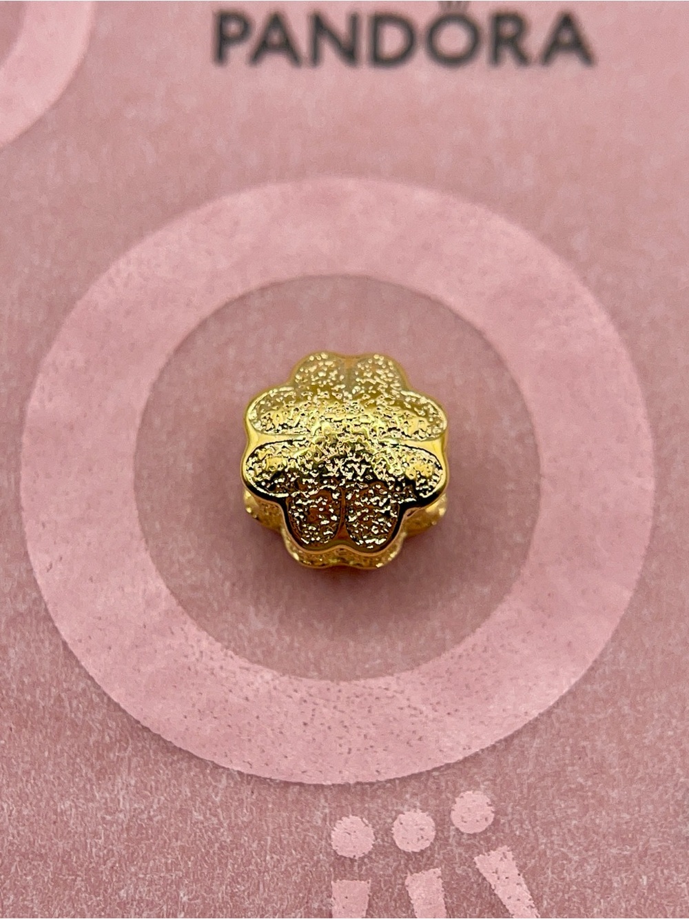 Pandora Gold Plated Textured Four Leaf Clover Mini Charm